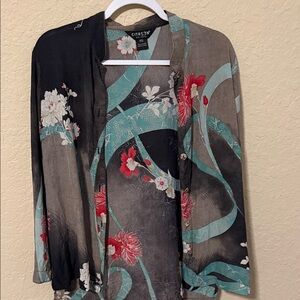 Citron Multicolor Floral Kimono blouse